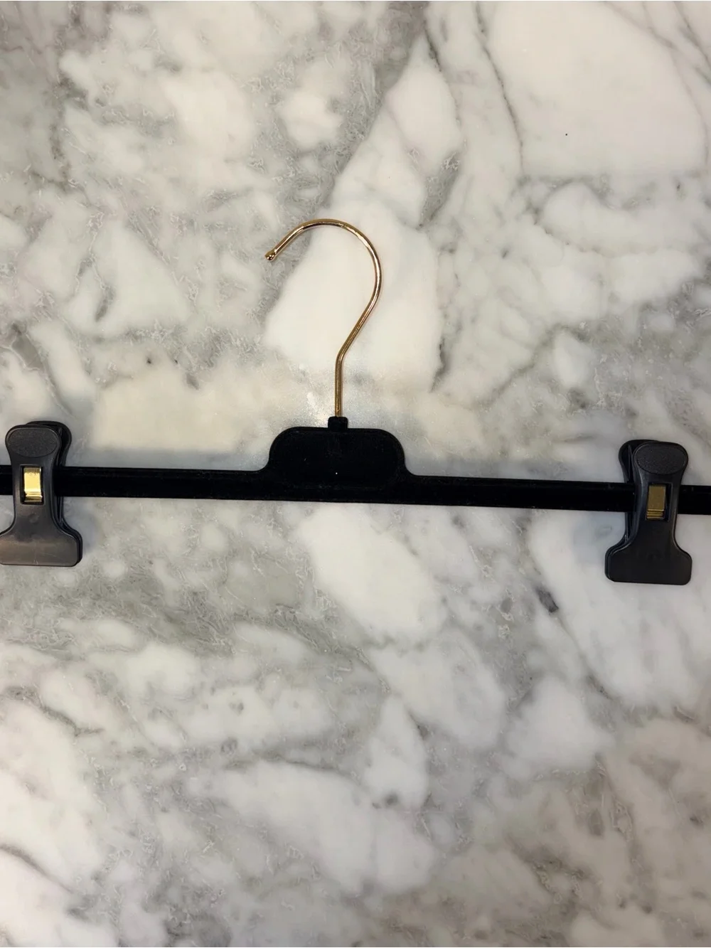 Authentic CHANEL Black Velvet Skirt Pants Hanger Gold CC Logo